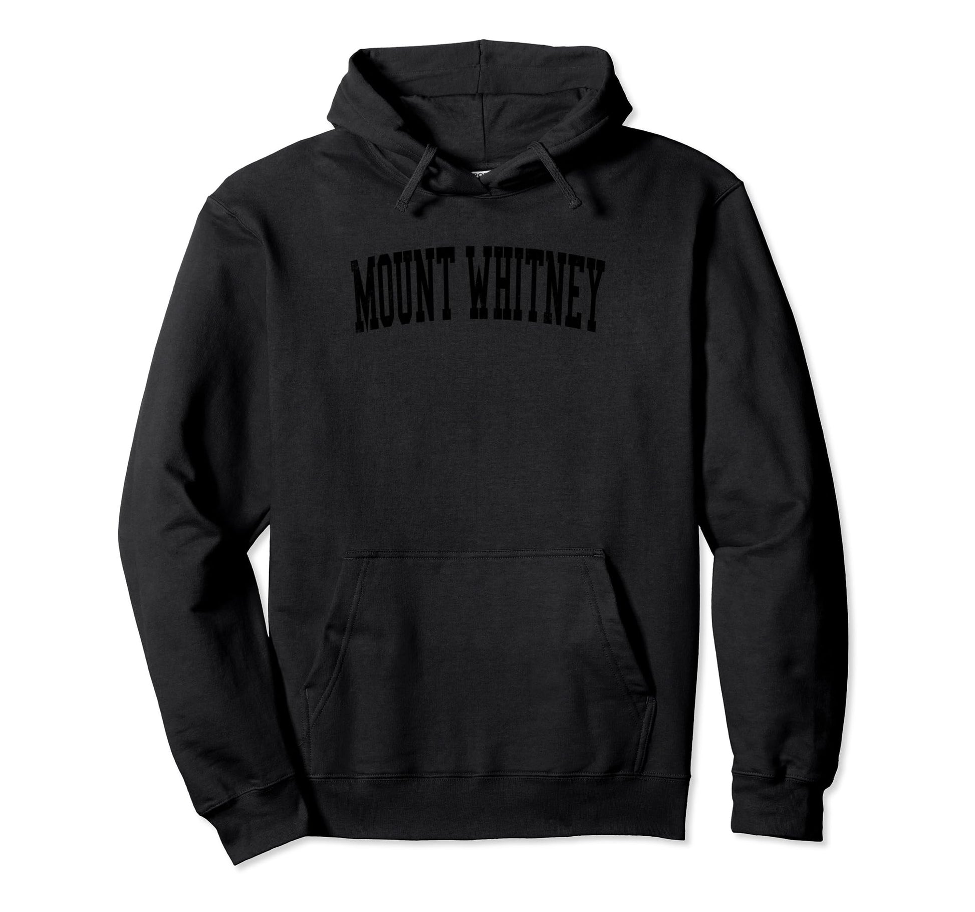 Mount Whitney Distressed Black Varsity Hoodie - Graphic Print for Adults - T-Shirt, Sweatshirt, Hoodie