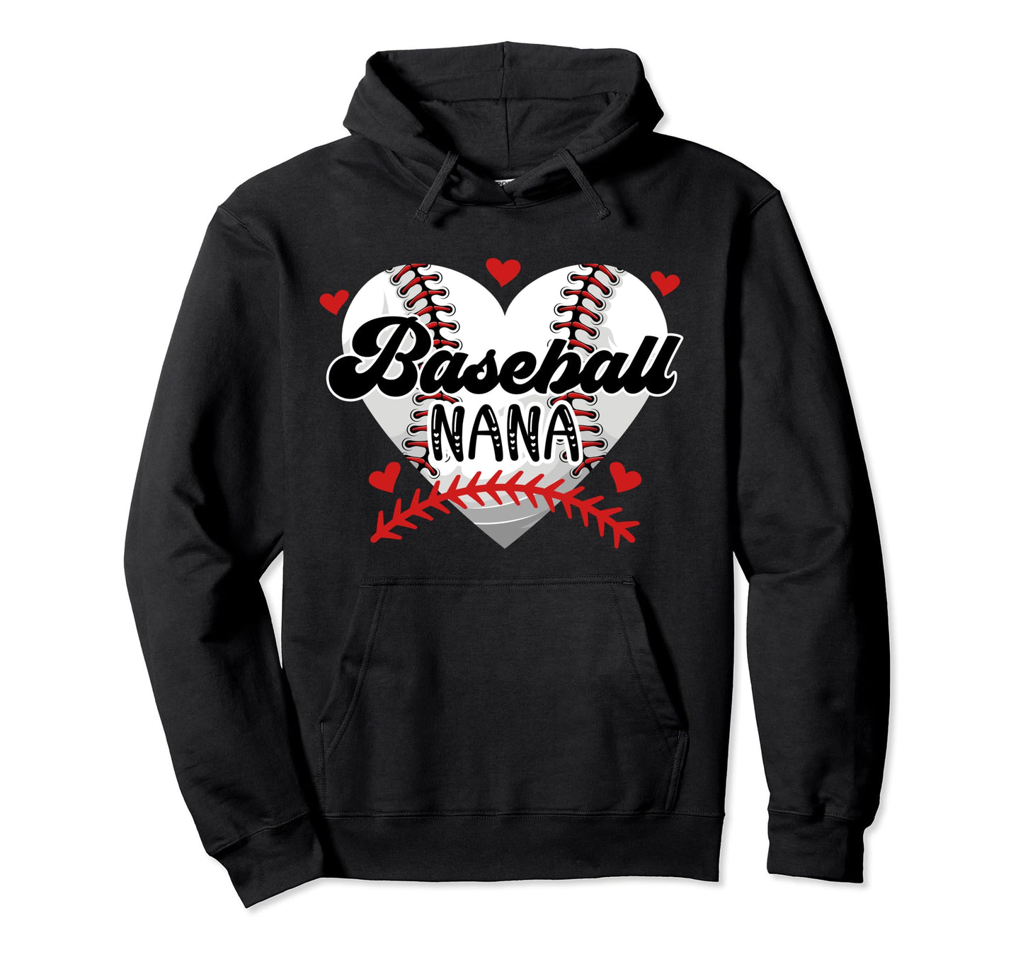 Baseball Nana Heart Nana Baseball Hoodie - Minimalist Print for Adults - T-Shirt, Sweatshirt, Hoodie