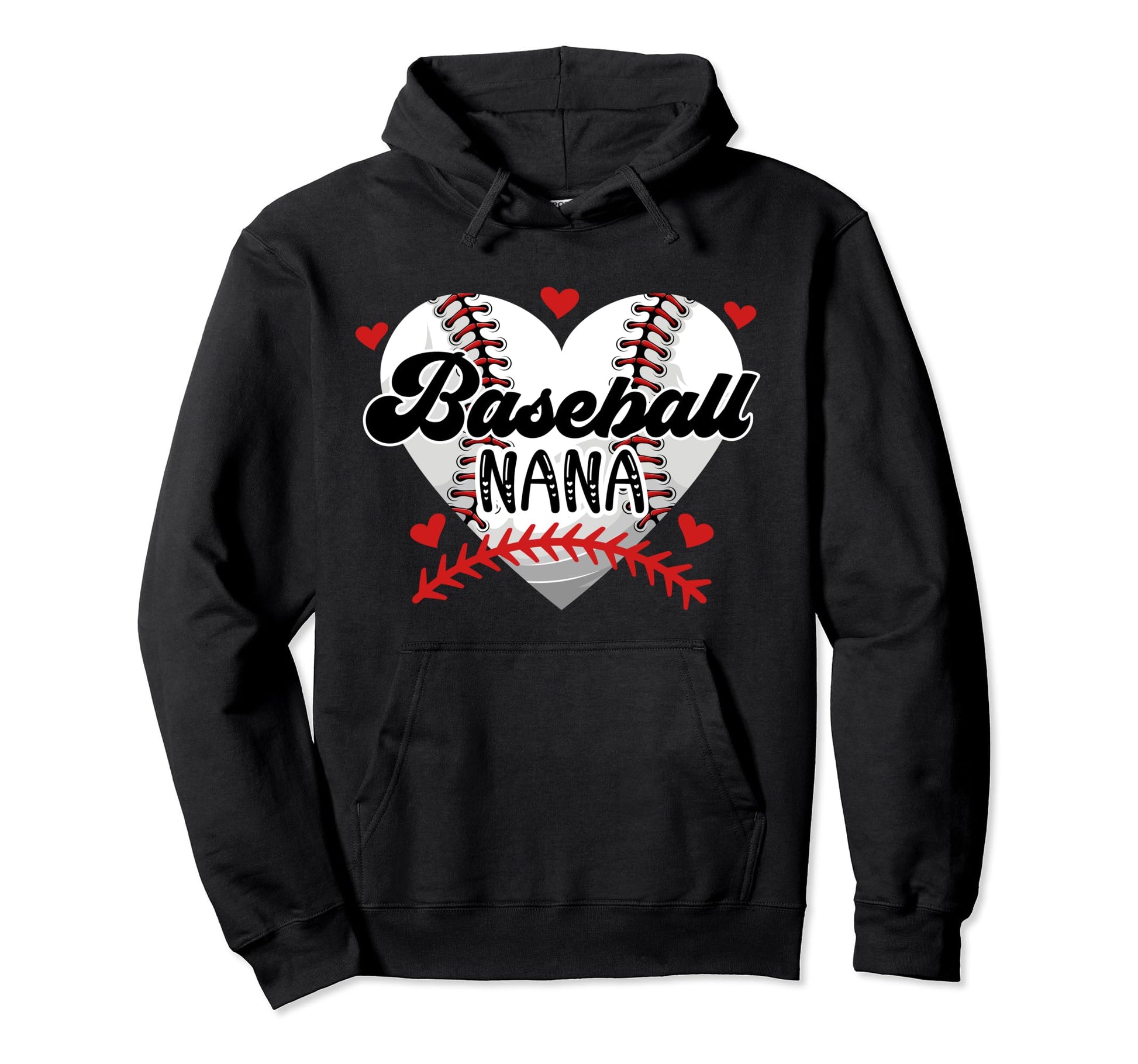 Baseball Nana Heart Nana Baseball Hoodie - Minimalist Print for Adults - T-Shirt, Sweatshirt, Hoodie