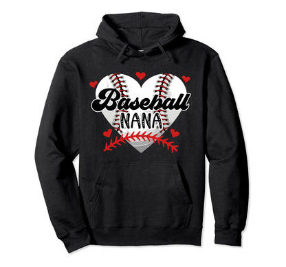 Baseball Nana Heart Nana Baseball Hoodie - Minimalist Print for Adults - T-Shirt, Sweatshirt, Hoodie