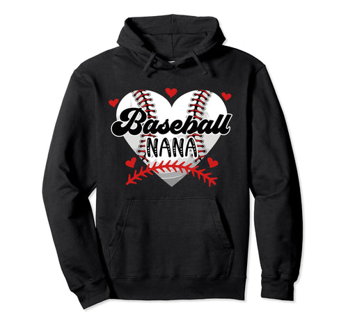 Baseball Nana Heart Nana Baseball Hoodie - Minimalist Print for Adults - T-Shirt, Sweatshirt, Hoodie