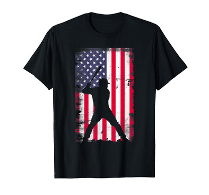 Baseball Usa Flag Patriotic Fourth T-Shirt - Novelty Apparel for Adults - T-Shirt, Sweatshirt, Hoodie