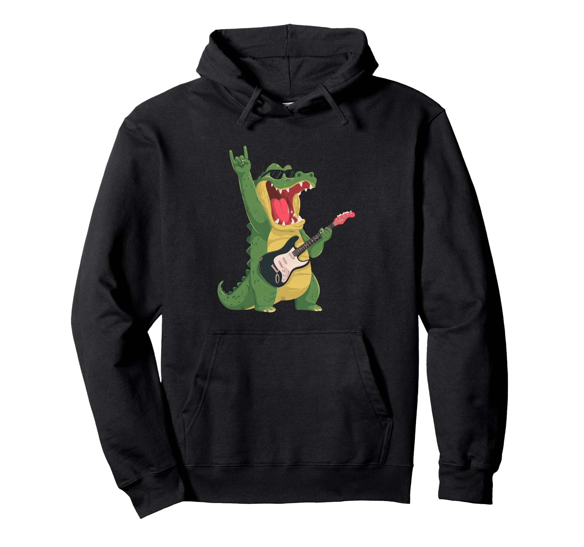 Funny Crocodile Rock Music Guitarist Hoodie - Graphic Print Unisex - T-Shirt, Sweatshirt, Hoodie