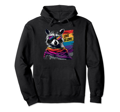 Funny Raccoon Love Sunglasses Summer Hoodie - Novelty Apparel for Adults - T-Shirt, Sweatshirt, Hoodie