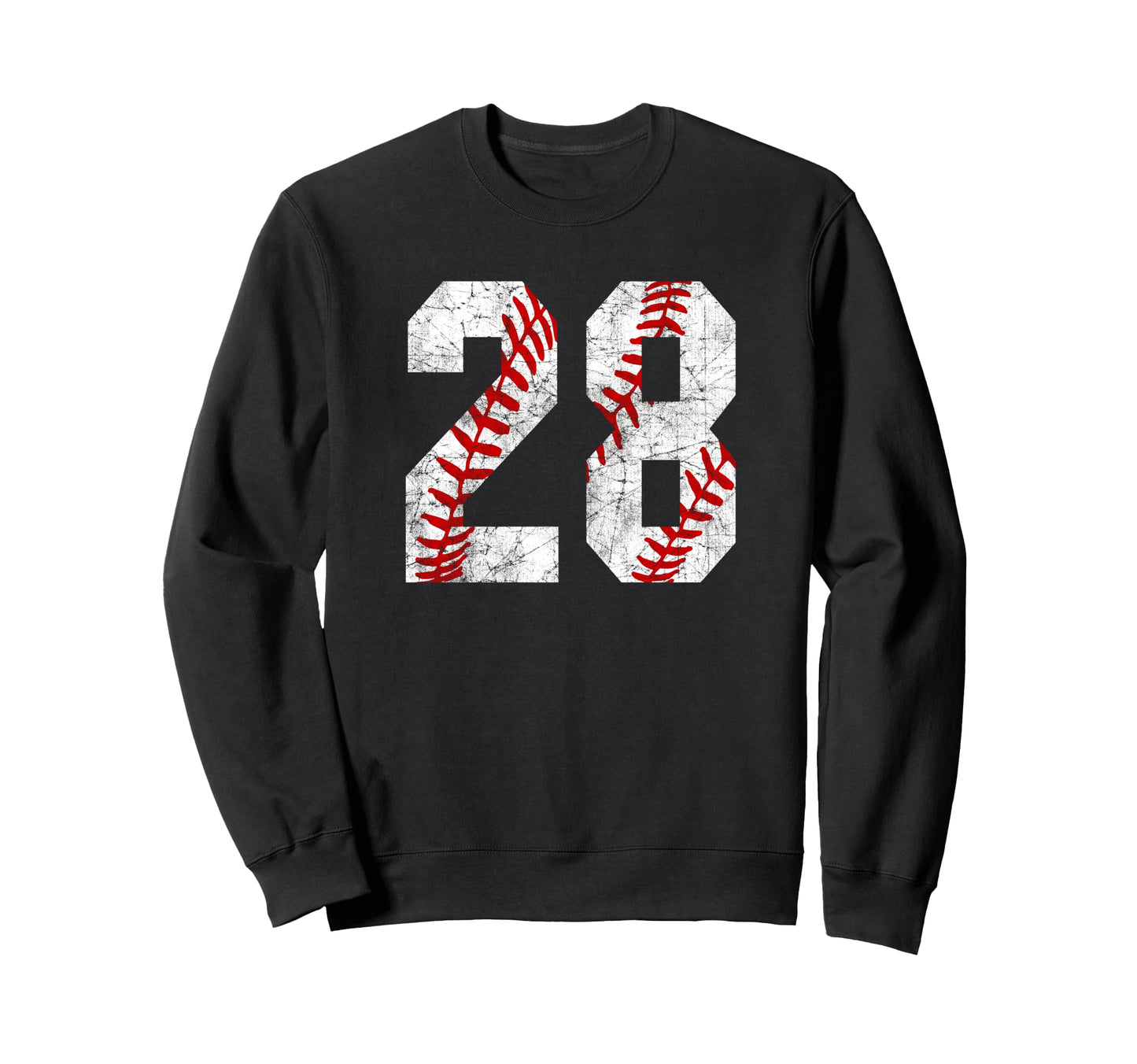 Distressed Baseball Number 28 Sweatshirt - Unique Graphic for Adults - T-Shirt, Sweatshirt, Hoodie