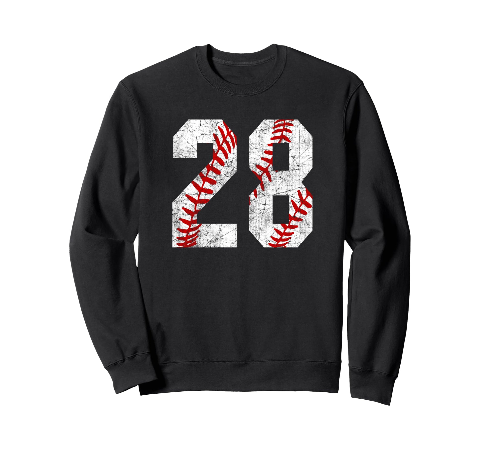 Distressed Baseball Number 28 Sweatshirt - Unique Graphic for Adults - T-Shirt, Sweatshirt, Hoodie