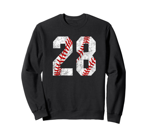 Distressed Baseball Number 28 Sweatshirt - Unique Graphic for Adults - T-Shirt, Sweatshirt, Hoodie
