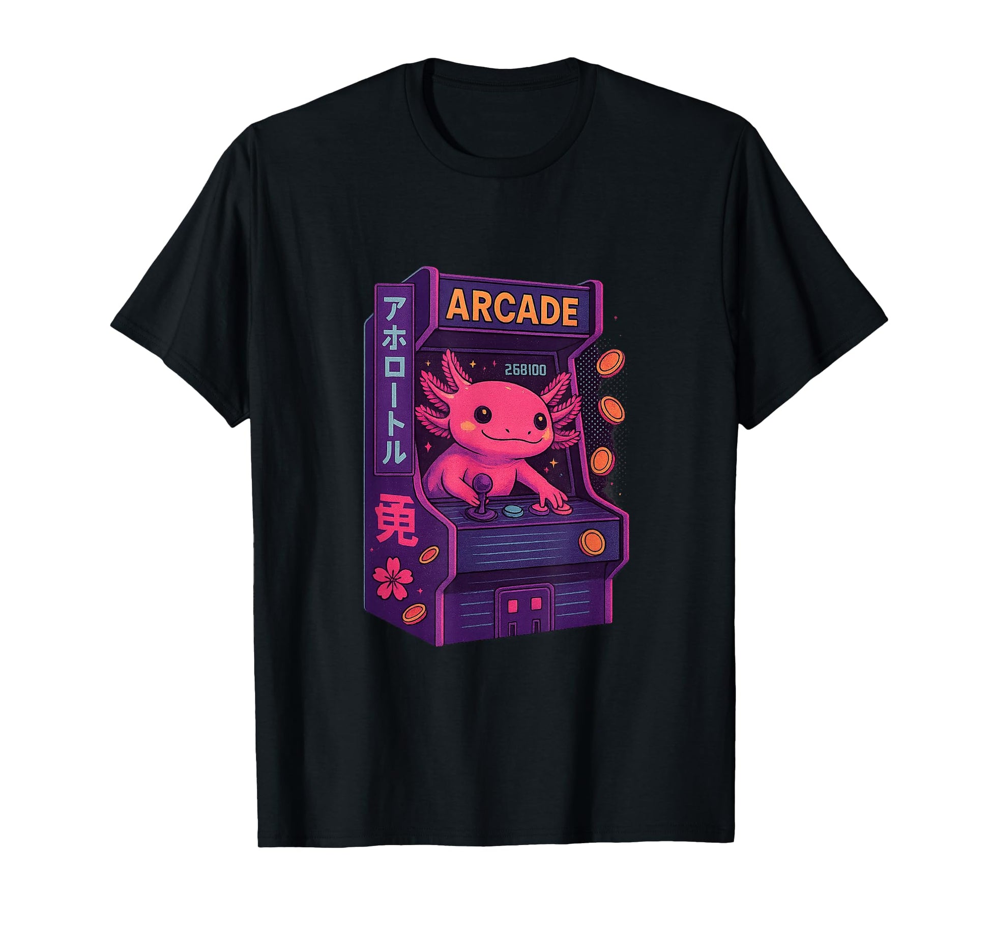 Axolotl Arcade Champion Vaporwave T-Shirt - Novelty Apparel Unisex - T-Shirt, Sweatshirt, Hoodie