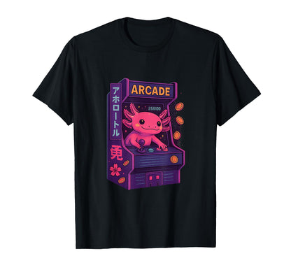 Axolotl Arcade Champion Vaporwave T-Shirt - Novelty Apparel Unisex - T-Shirt, Sweatshirt, Hoodie