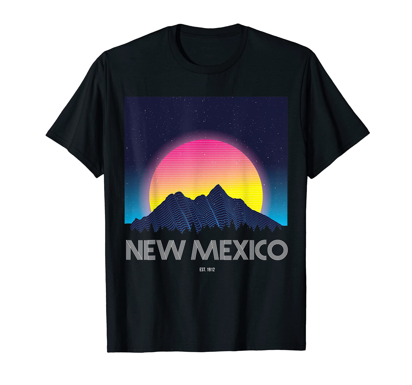 New Mexico Mountain Grid 80S 90S Aesthetic T-Shirt - Unique Graphic Unisex - T-Shirt, Sweatshirt, Hoodie