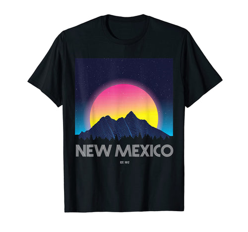 New Mexico Mountain Grid 80S 90S Aesthetic T-Shirt - Unique Graphic Unisex - T-Shirt, Sweatshirt, Hoodie