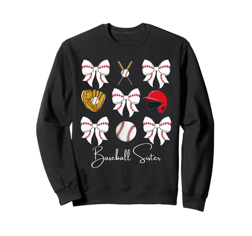 Baseball Sister Coquette Bow Cheer Sweatshirt - Novelty Apparel for Adults - T-Shirt, Sweatshirt, Hoodie