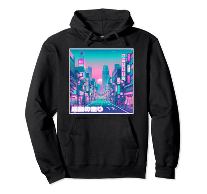 Tokyo Street Japanese Vaporwave Hoodie - Fun Novelty Design Men Women - T-Shirt, Sweatshirt, Hoodie