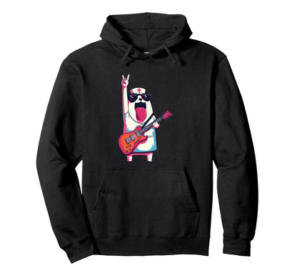 Funny Bear Nurse Rock Music Guitar Hoodie - Fun Novelty Design Men Women - T-Shirt, Sweatshirt, Hoodie