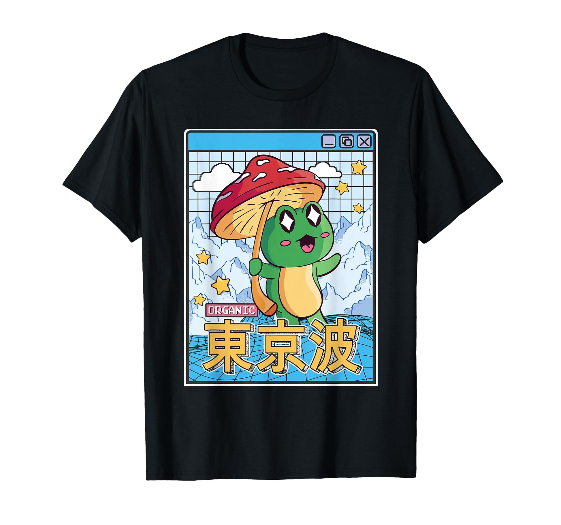 Frog Mushroom Kawaii Vaporwave T-Shirt - Casual Everyday Wear Men Women - T-Shirt, Sweatshirt, Hoodie
