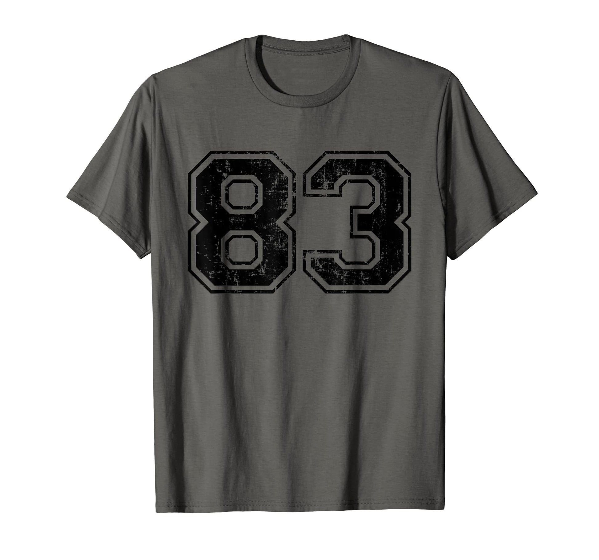 Number 83 Varsity Distressed Sport Team T-Shirt - Minimalist Print Unisex - T-Shirt, Sweatshirt, Hoodie