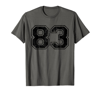 Number 83 Varsity Distressed Sport Team T-Shirt - Minimalist Print Unisex - T-Shirt, Sweatshirt, Hoodie