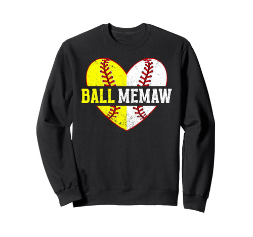 Ball Memaw Heart Baseball Sweatshirt - Fun Novelty Design for Adults - T-Shirt, Sweatshirt, Hoodie
