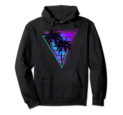 Synthwave Vaporwave Triangle Palm Hoodie - Streetwear Style for Adults - T-Shirt, Sweatshirt, Hoodie