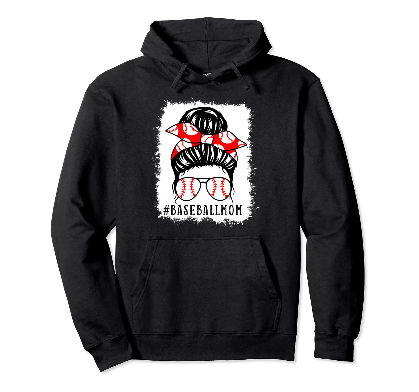 Baseball Mom Bleached Messy Bun Game Day Hoodie - Aesthetic Graphic Unisex - T-Shirt, Sweatshirt, Hoodie