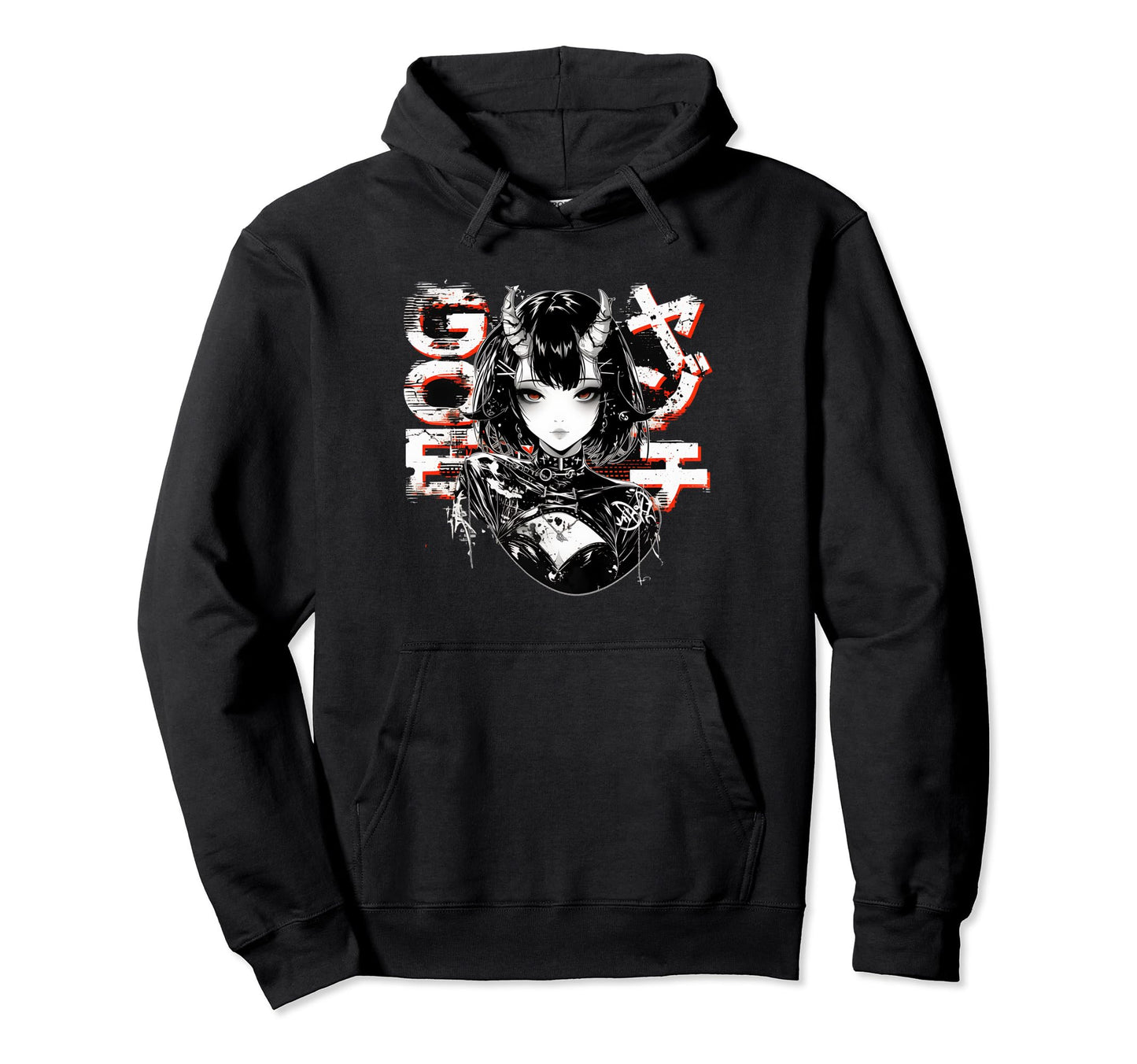 Anime Goth Grunge Demon Waifu Horror Hoodie - Fun Novelty Design Men Women - T-Shirt, Sweatshirt, Hoodie