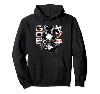 Anime Goth Grunge Demon Waifu Horror Hoodie - Fun Novelty Design Men Women - T-Shirt, Sweatshirt, Hoodie