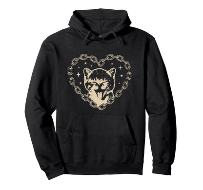 Y2K Cat Heart Emo Goth 90S 2000S Hoodie - Novelty Apparel Men Women - T-Shirt, Sweatshirt, Hoodie