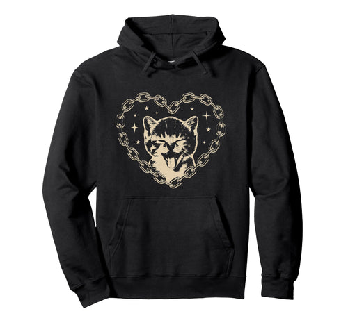Y2K Cat Heart Emo Goth 90S 2000S Hoodie - Novelty Apparel Men Women - T-Shirt, Sweatshirt, Hoodie