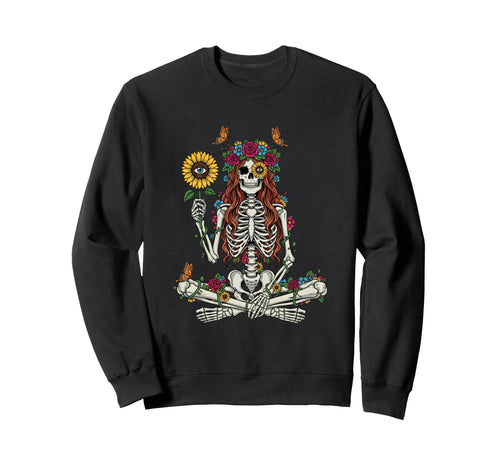 Skull Sunflower Floral Skeleton Sweatshirt - Novelty Apparel Men Women - T-Shirt, Sweatshirt, Hoodie