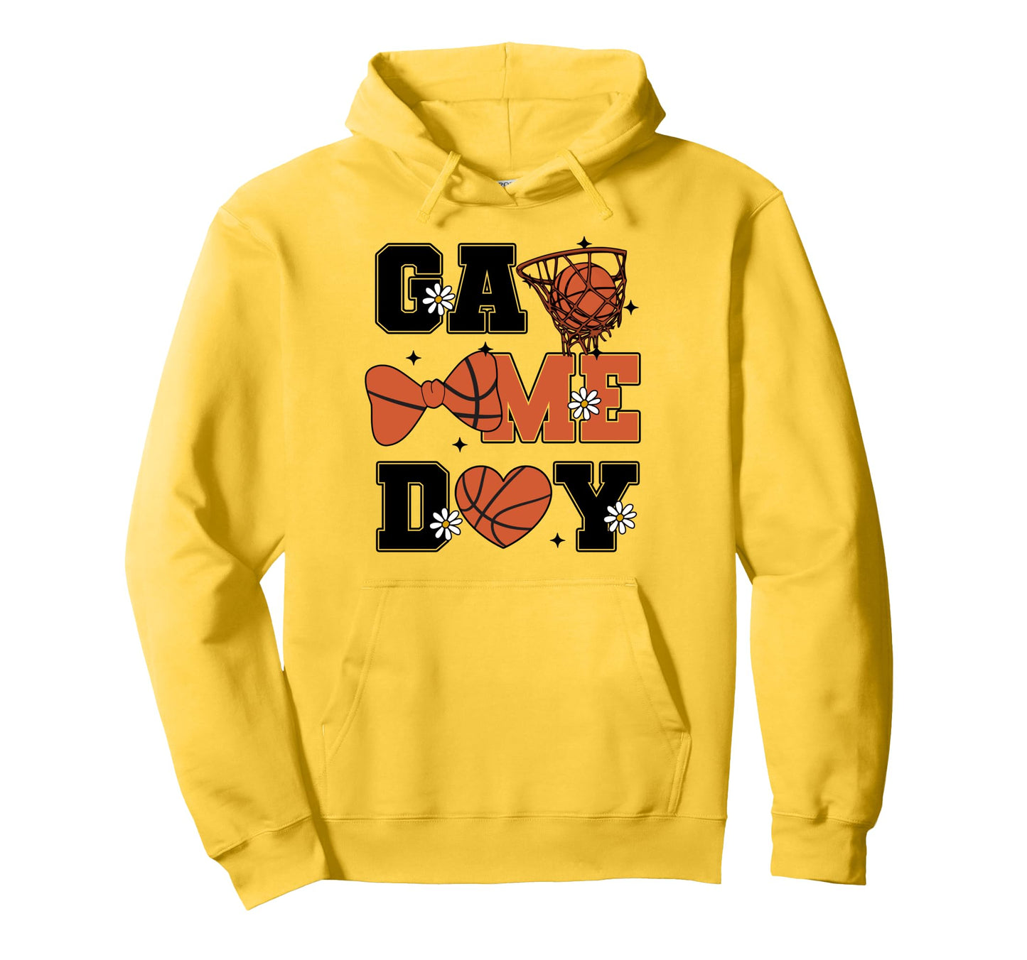 Basketball Game Day Bow And Heart Hoodie - Casual Everyday Wear for Adults - T-Shirt, Sweatshirt, Hoodie