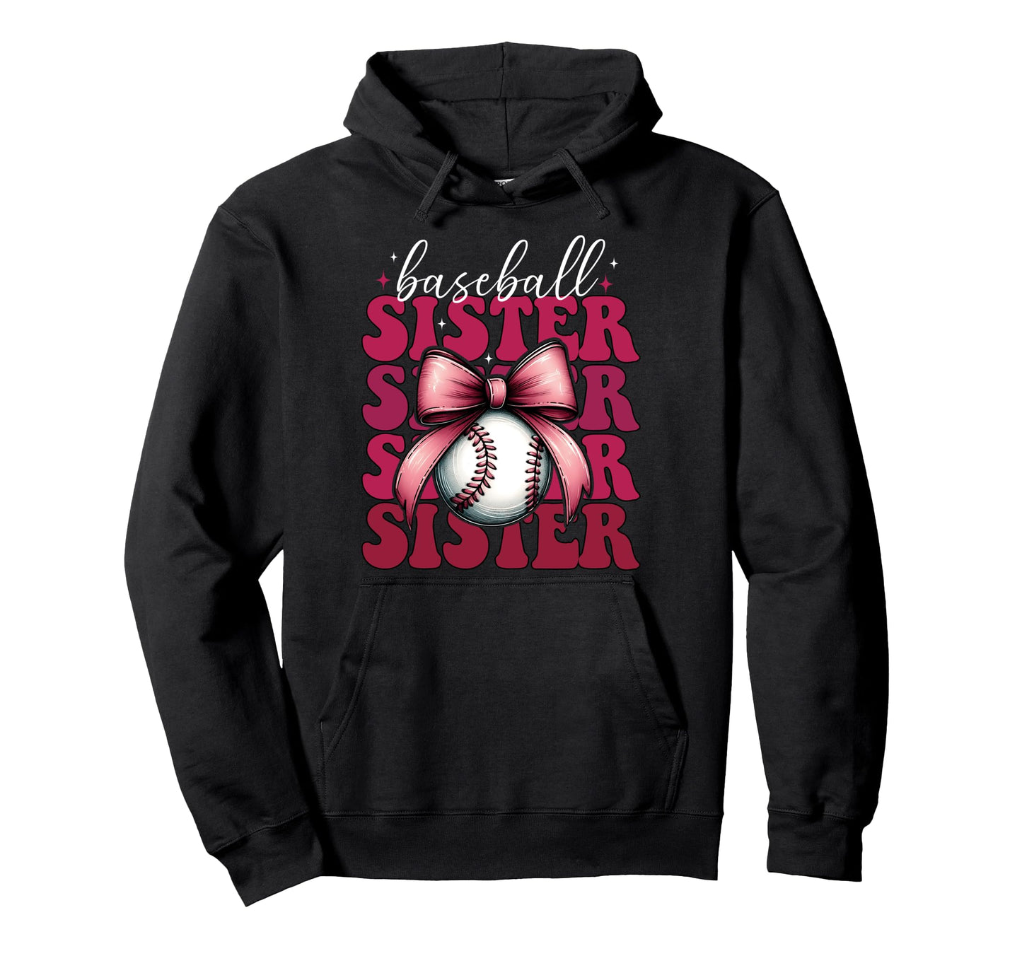 Baseball Sister Baseball Coquette Bow Hoodie - Unique Graphic for Adults - T-Shirt, Sweatshirt, Hoodie