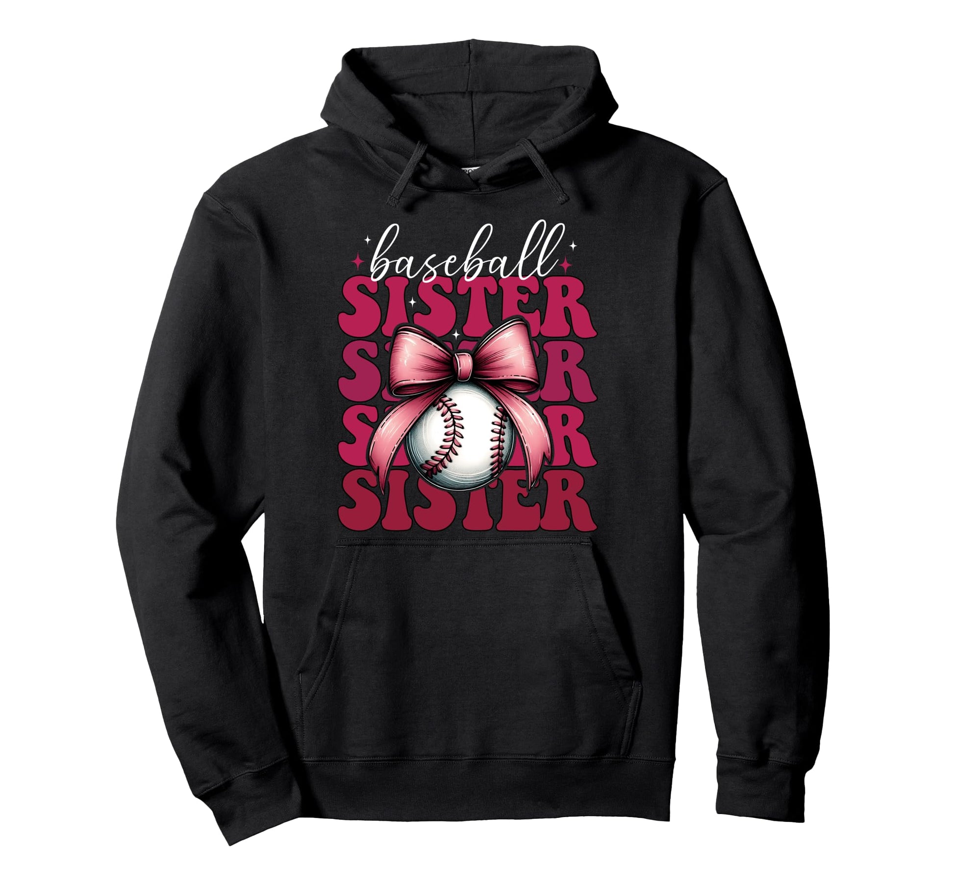 Baseball Sister Baseball Coquette Bow Hoodie - Unique Graphic for Adults - T-Shirt, Sweatshirt, Hoodie
