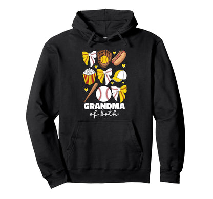 Grandma Both Baseball And Softball Hoodie - Graphic Print Men Women - T-Shirt, Sweatshirt, Hoodie