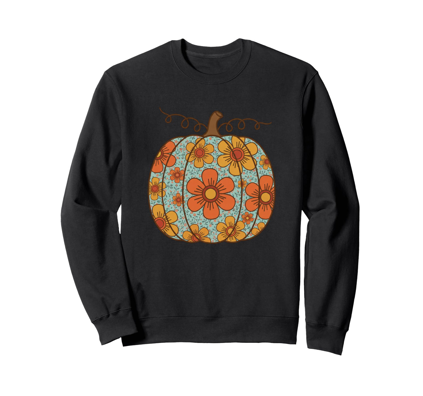 Floral Pumpkin Boho Fall Halloween Sweatshirt - Graphic Print Unisex - T-Shirt, Sweatshirt, Hoodie