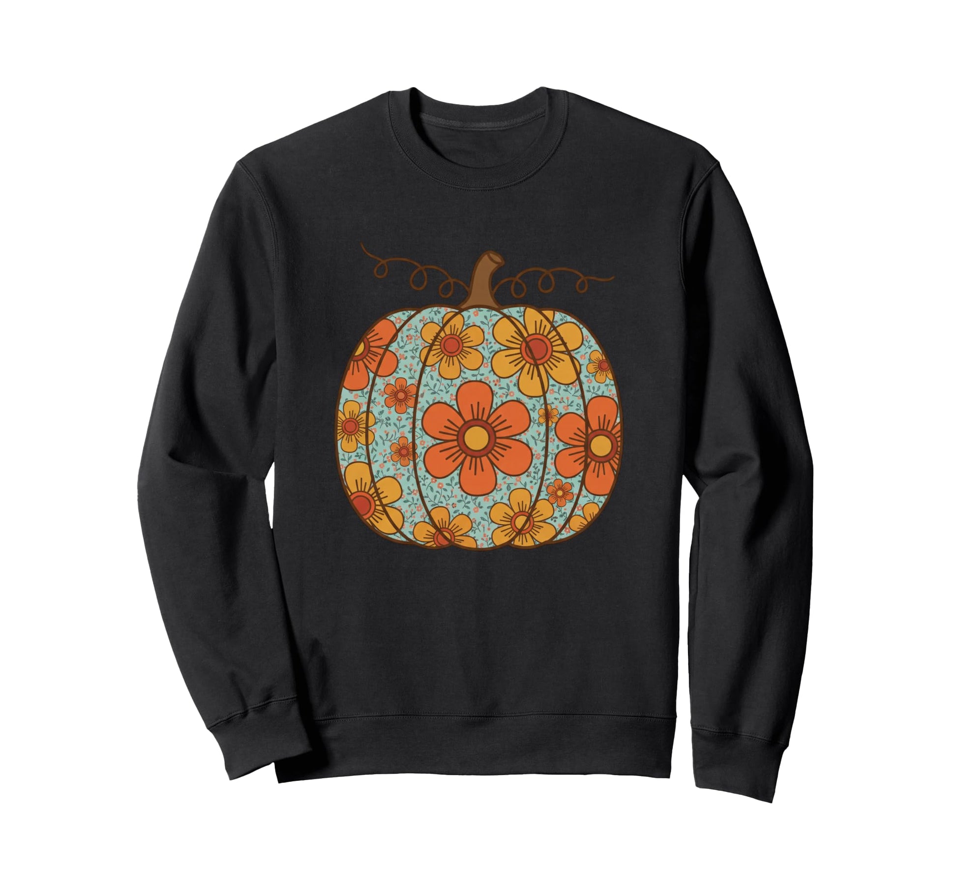 Floral Pumpkin Boho Fall Halloween Sweatshirt - Graphic Print Unisex - T-Shirt, Sweatshirt, Hoodie