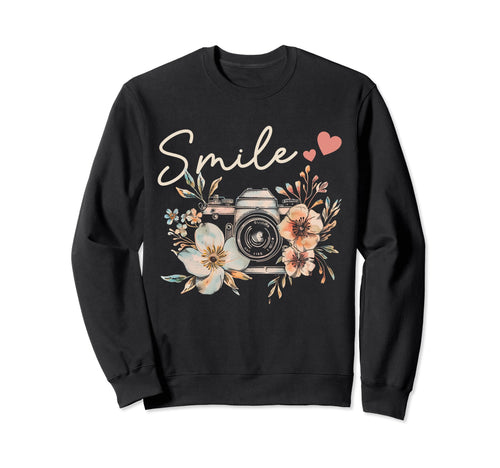 Photographer Smile Camera Flowers Sweatshirt - Custom Art Print Unisex - T-Shirt, Sweatshirt, Hoodie