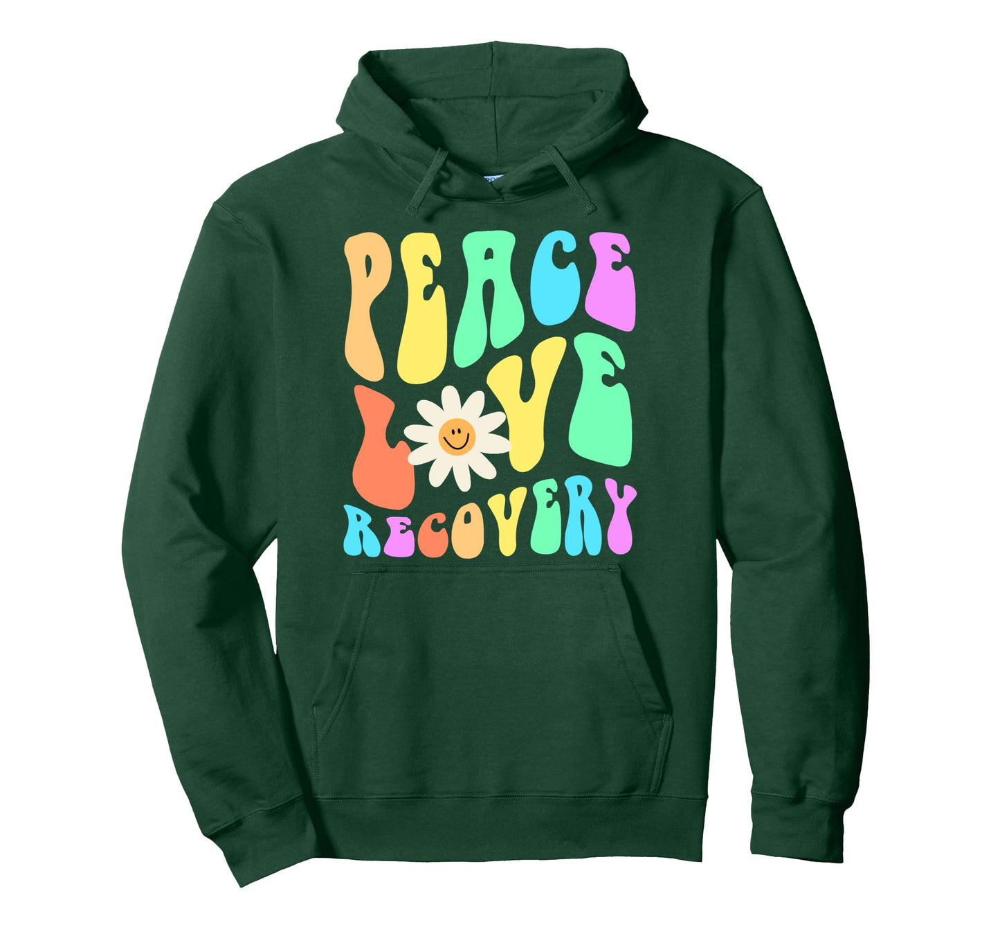 Groovy Peace Love Recovery Celebrate Hoodie - Minimalist Print Men Women - T-Shirt, Sweatshirt, Hoodie