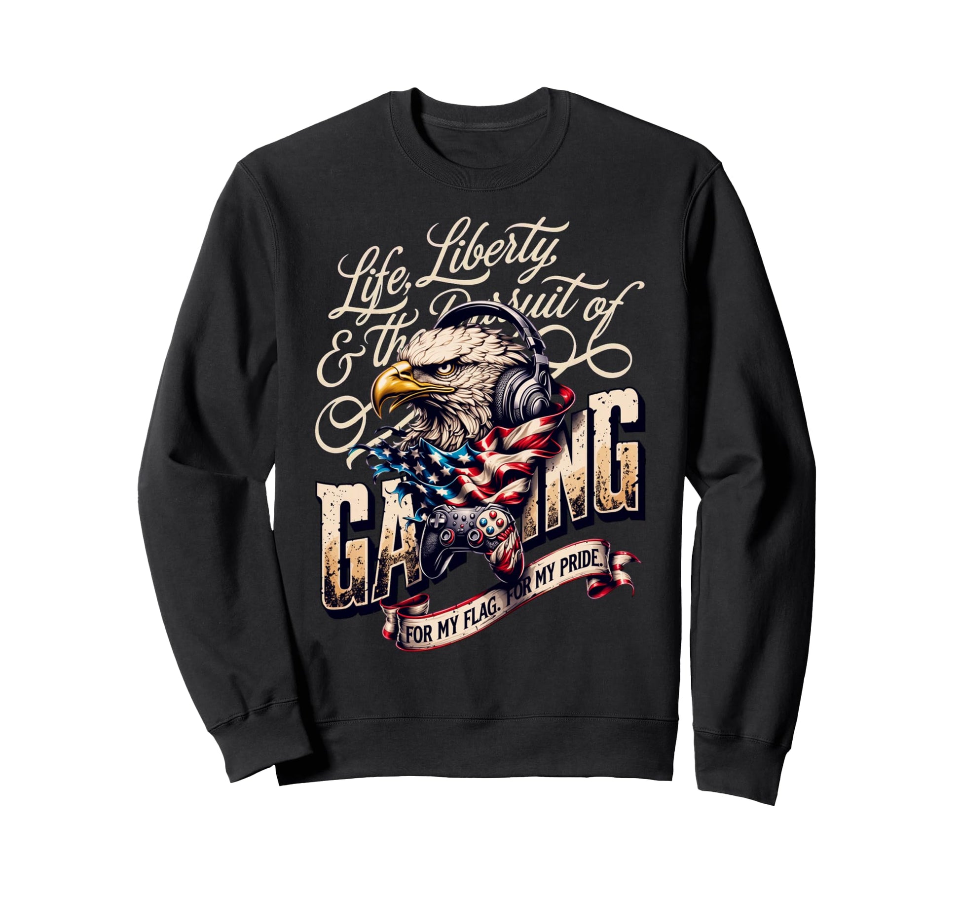 Patriotic Gaming Proud Usa Gaming Sweatshirt - Graphic Print Men Women - T-Shirt, Sweatshirt, Hoodie