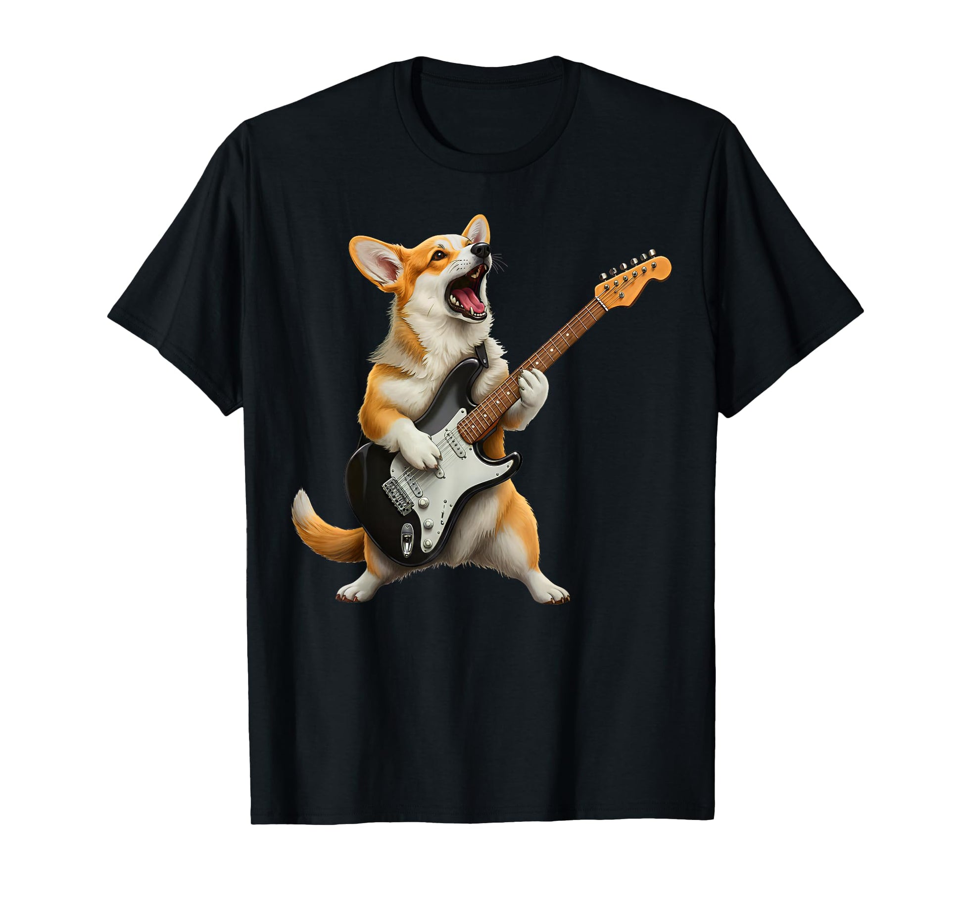 Welsh Corgi Playing Bass Guitar T-Shirt - Custom Art Print Men Women - T-Shirt, Sweatshirt, Hoodie