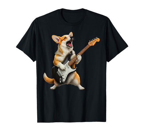Welsh Corgi Playing Bass Guitar T-Shirt - Custom Art Print Men Women - T-Shirt, Sweatshirt, Hoodie
