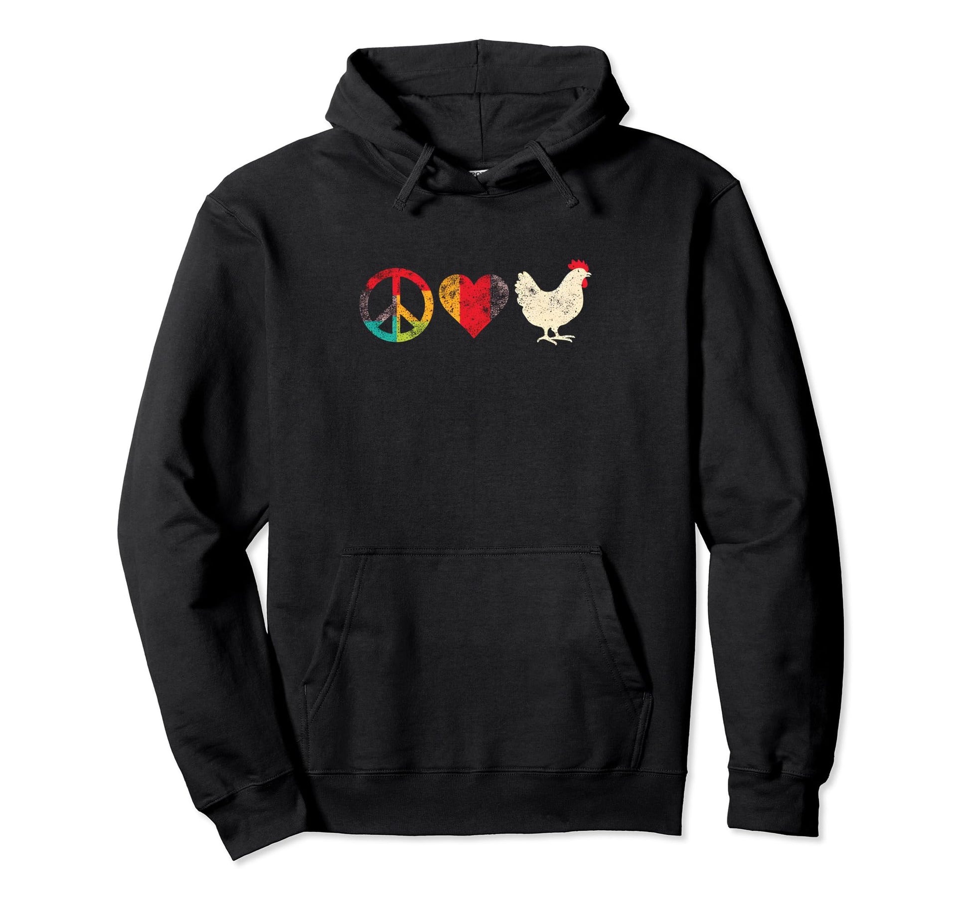 Peace Love And Chicken Peace Symbol Farm Hoodie - Trendy Graphic Men Women - T-Shirt, Sweatshirt, Hoodie