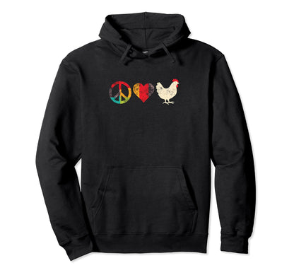 Peace Love And Chicken Peace Symbol Farm Hoodie - Trendy Graphic Men Women - T-Shirt, Sweatshirt, Hoodie
