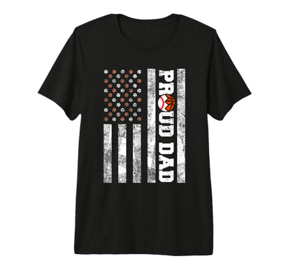 Mens Proud Dad American Flag Funny T-Shirt - Minimalist Print for Adults - T-Shirt, Sweatshirt, Hoodie