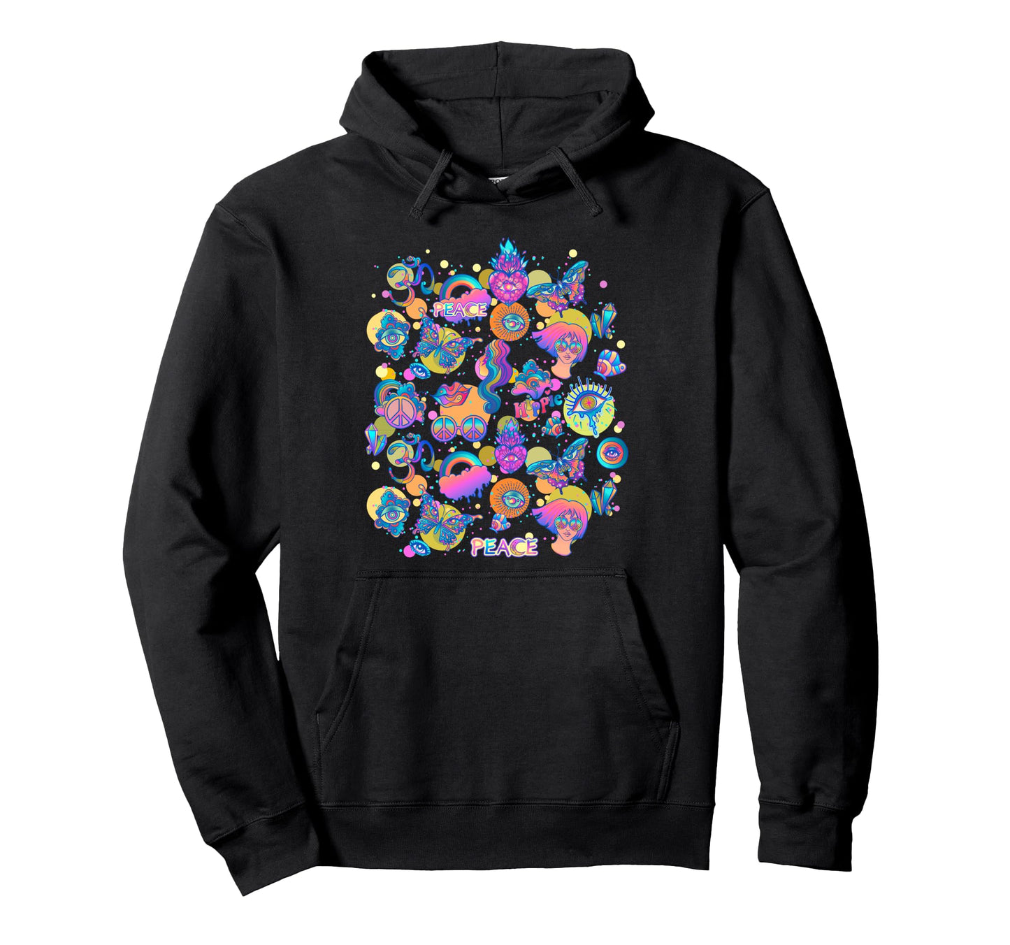 Rainbow Butterfly Y2K Collage Trendy Teen Hoodie - Graphic Print Men Women - T-Shirt, Sweatshirt, Hoodie