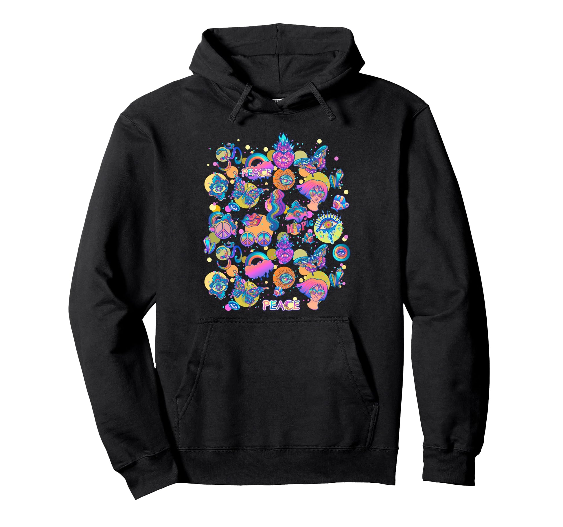 Rainbow Butterfly Y2K Collage Trendy Teen Hoodie - Graphic Print Men Women - T-Shirt, Sweatshirt, Hoodie