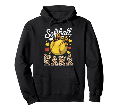 Softball Nana Headband Leopard Hoodie - Streetwear Style for Adults - T-Shirt, Sweatshirt, Hoodie