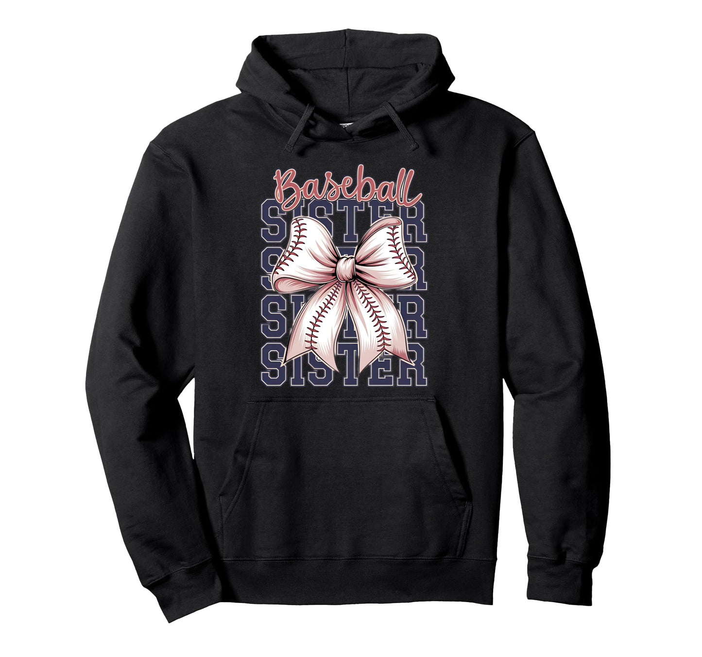 Baseball Sister Coquette Bow Hoodie - Novelty Apparel Unisex - T-Shirt, Sweatshirt, Hoodie