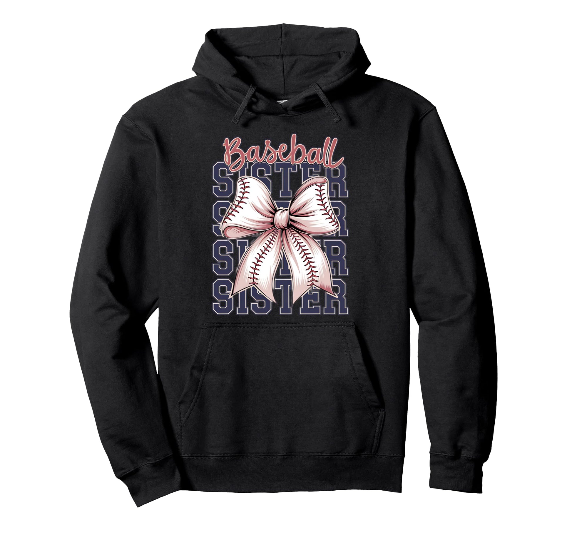 Baseball Sister Coquette Bow Hoodie - Novelty Apparel Unisex - T-Shirt, Sweatshirt, Hoodie
