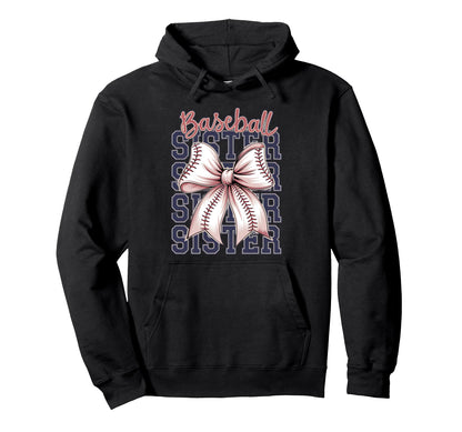 Baseball Sister Coquette Bow Hoodie - Novelty Apparel Unisex - T-Shirt, Sweatshirt, Hoodie