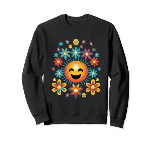 Happy Boho Shabby Chic Floral Sweatshirt - Minimalist Print Unisex - T-Shirt, Sweatshirt, Hoodie